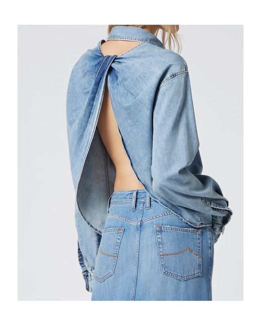 Jacob Cohen Blue Logo Embroidered Twisted Shirt