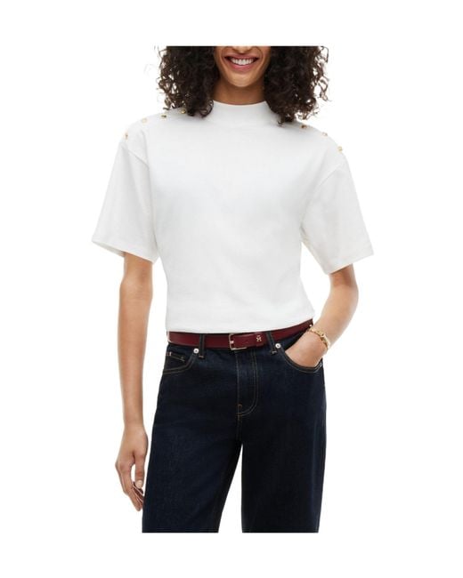Tommy Hilfiger White Solid Color T-Shirt