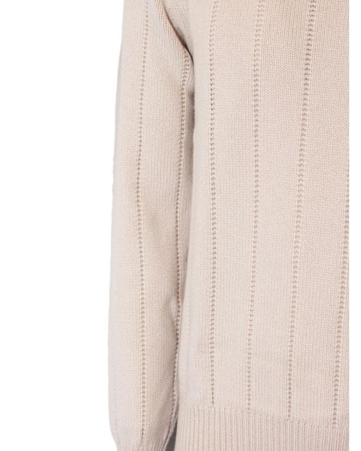Cruciani Pink Ribbed Crew Neck Knitted Sweater for men
