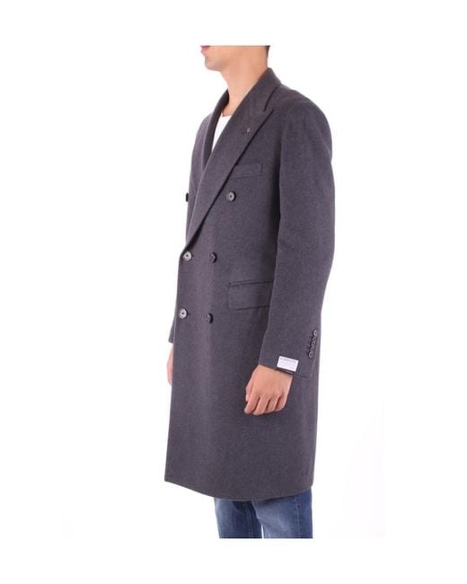 Tagliatore Blue Double-Breasted Coat for men