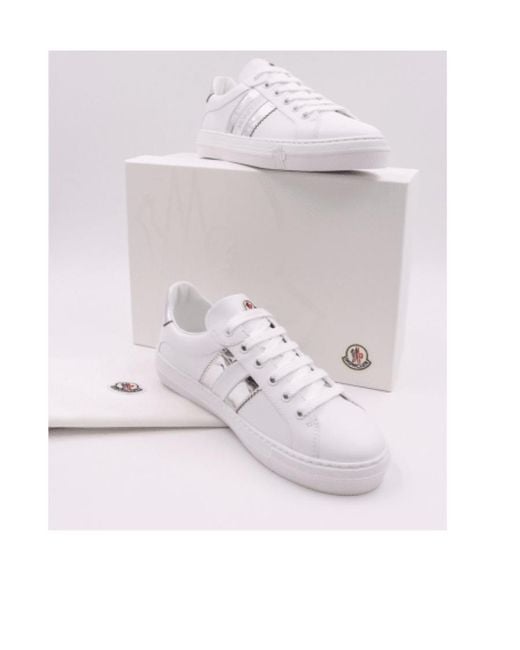 Moncler White Contrast-Heel Low-Top Sneakers