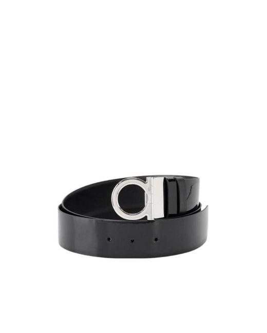 Ferragamo Black Logo Buckle Belt