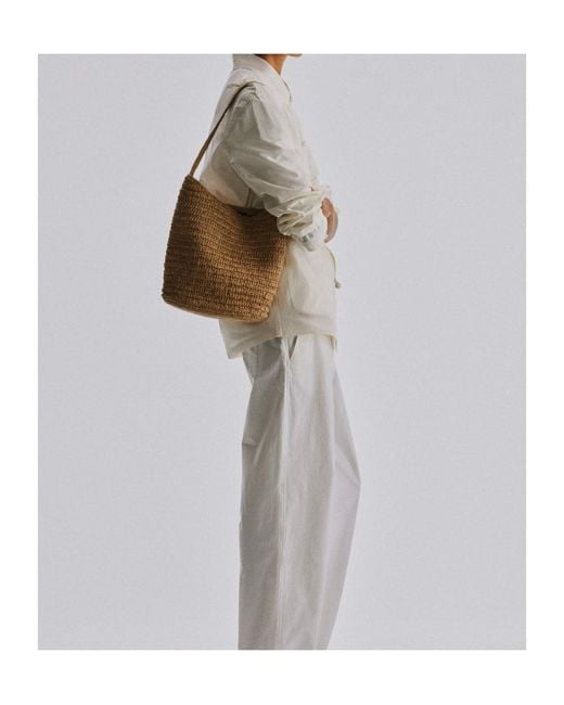 The Row Brown Alma Raffia Shoulder Bag