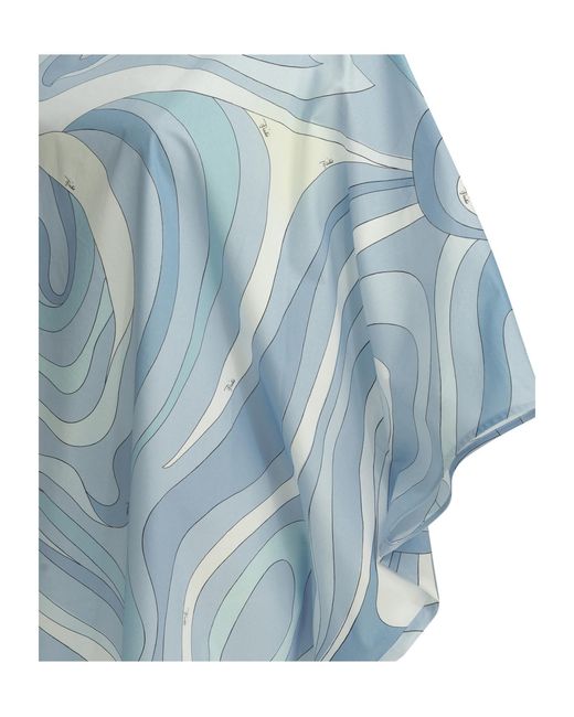 Emilio Pucci Blue "Marmo" Short Caftan Dress