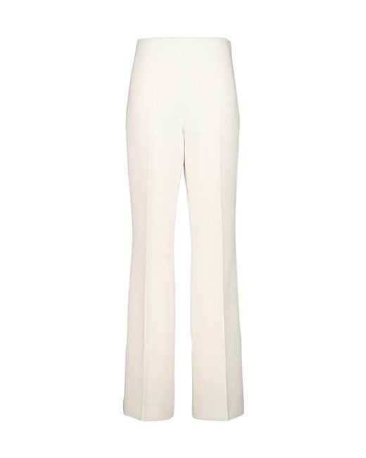 Roland Mouret White Cream Wide Fit Stretch Crepe Trousers