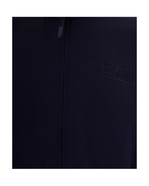 EA7 Blue Zip-Up Long-Sleeved Sweatshirt for men