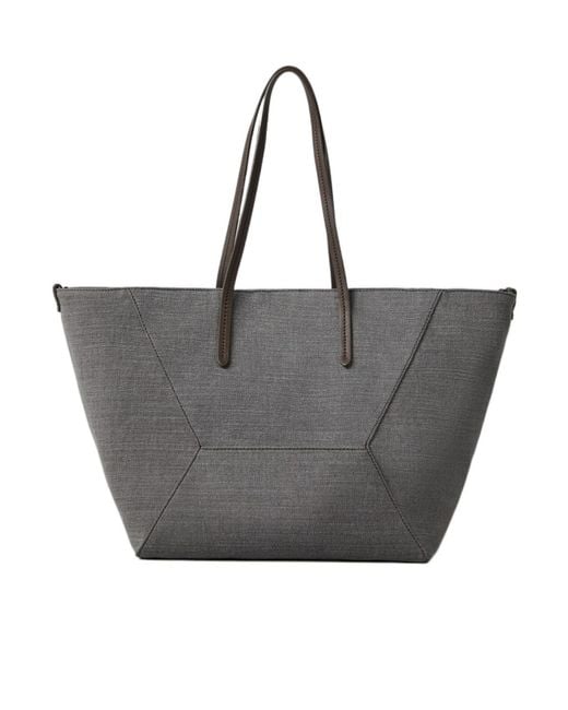 Brunello Cucinelli Gray Monili-Detailed Top Handle Bag