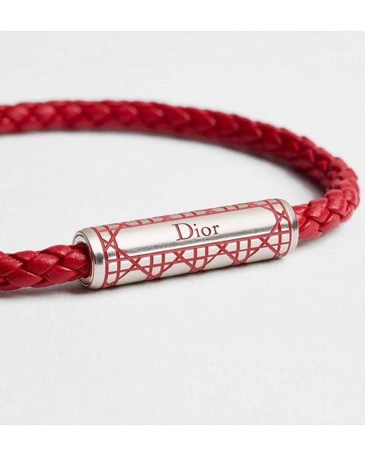 Dior White Cannage Woven Leather Bracelet for men