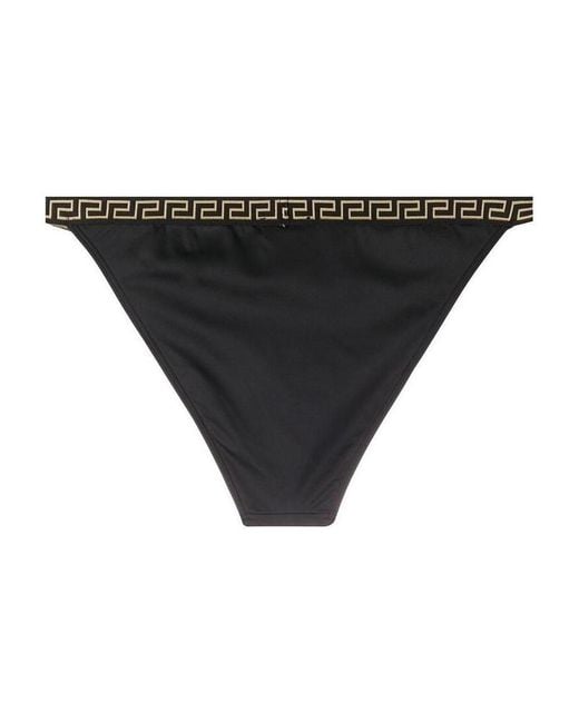 Versace Black Greca Trim Bikini Bottoms