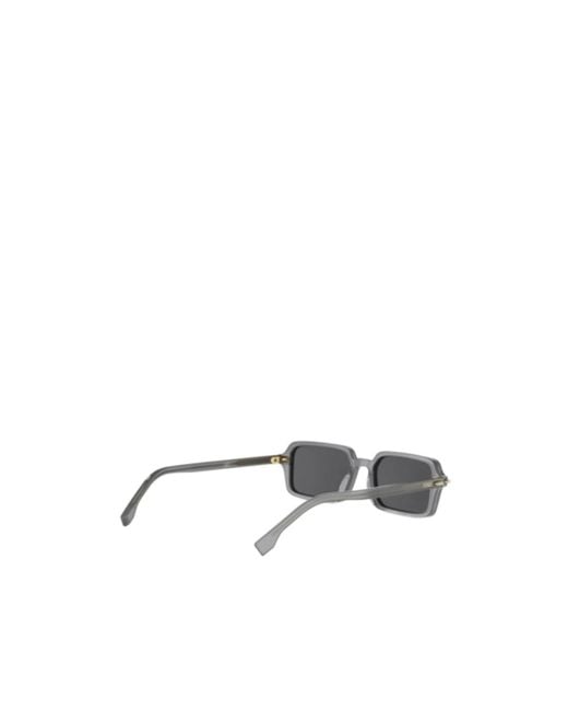 Fendi White Eyewear Selleria Rectangle Frame Sunglasses
