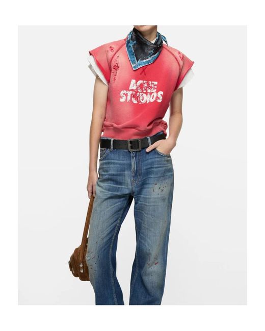 Acne Blue Distressed Print Scarf for men