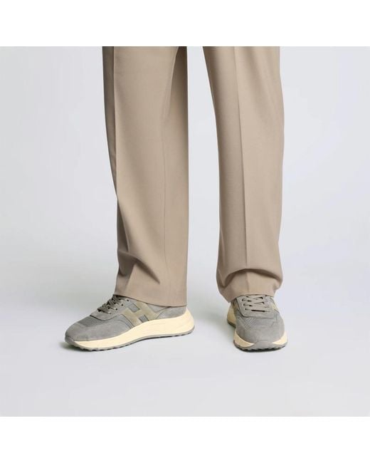 Hogan Gray H-Stripe Low-Top Sneakers for men