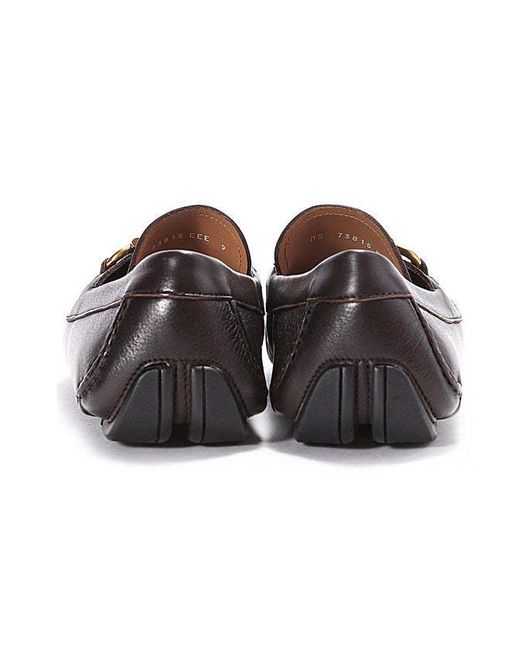 Ferragamo Gray Metal Buckle Business Casual Shoes for men