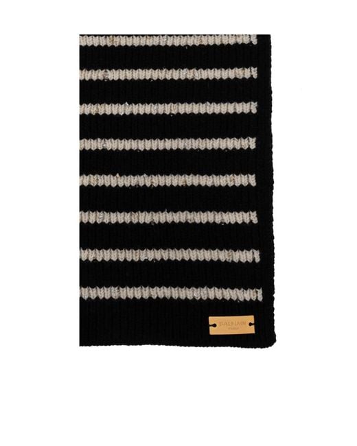 Balmain Black Logo Plaque Monogram Scarf