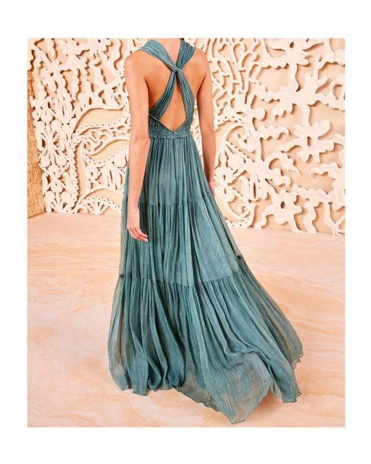 Ulla Johnson Green Crinkle Silk Chiffon Gown