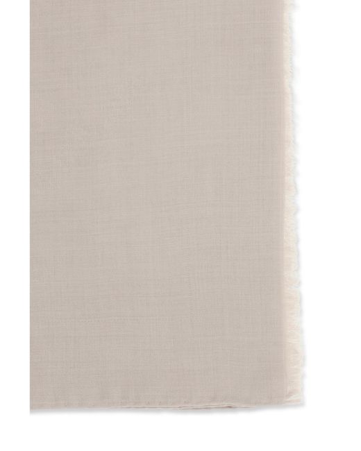 Max Mara White Frayed Edge Scarf