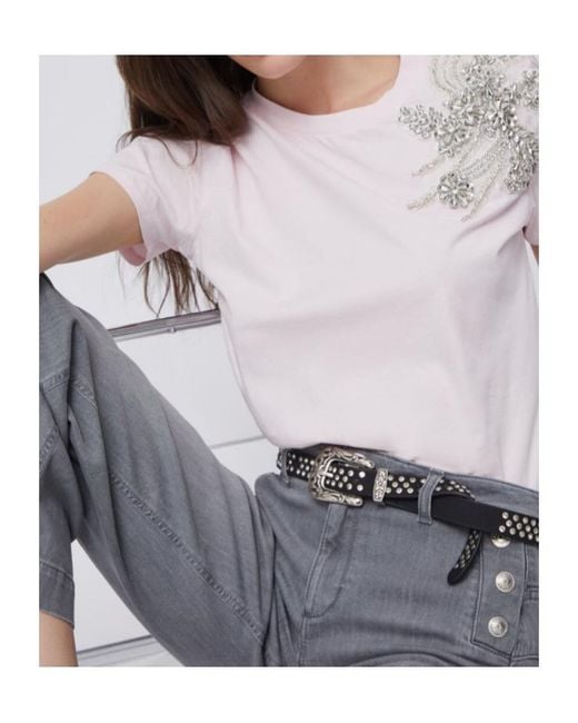 Liu Jo Pink Embellished Crewnewck T-Shirt