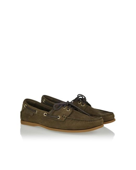 Tom Ford Green Round-Toe Lace-Up Boat Loafers for men