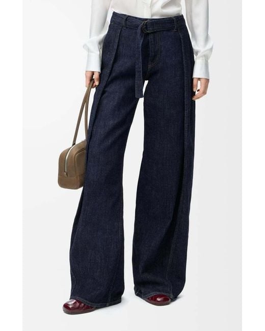 Loewe Blue Logo Patch Wide Leg Jeans