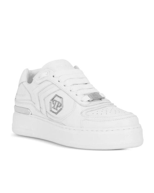 Philipp Plein White Lace-Up Low-Top Casual Shoes for men