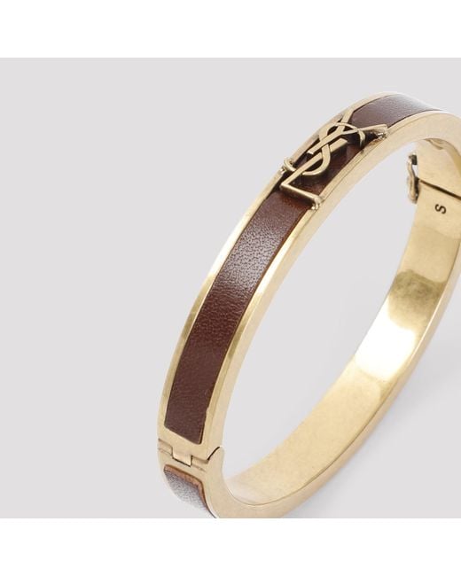 Saint Laurent White Logo Plaque Bracelet
