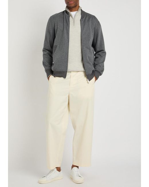 Brunello Cucinelli Gray Zip-Through Cotton-Blend Sweatshirt for men