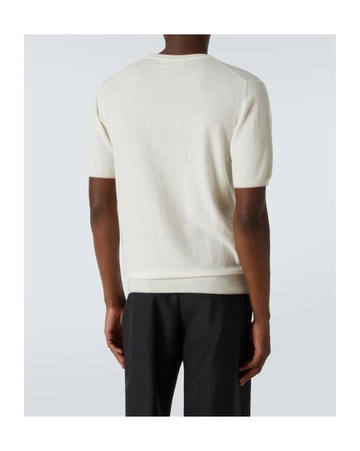 arch4 White Ribbed Round-Neck Sweater for men