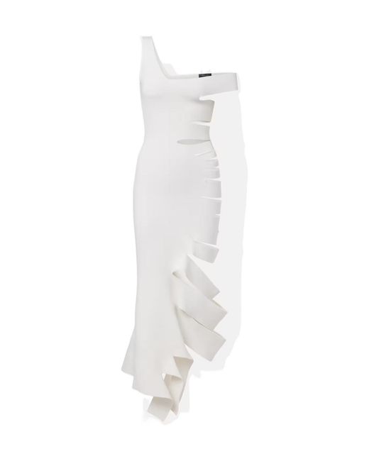 Mugler White One-Shoulder Cutout Dress