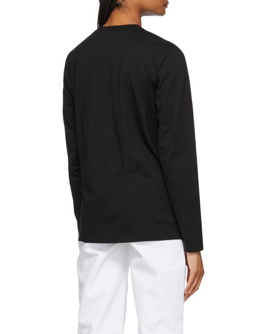 MSGM Black Logo Printed Long-Sleeved T-Shirt