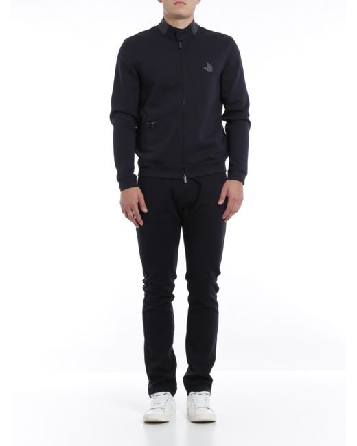 Armani Collezioni Black Tapered Casual Pants for men