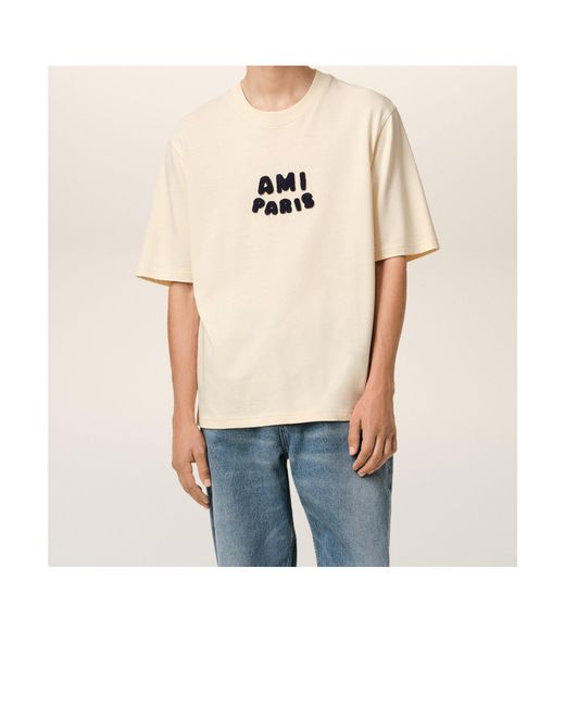 AMI Natural Logo Patch Crewneck T-Shirt for men