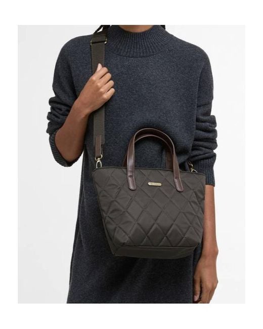 Barbour Black Quilted Mini Tote Bag