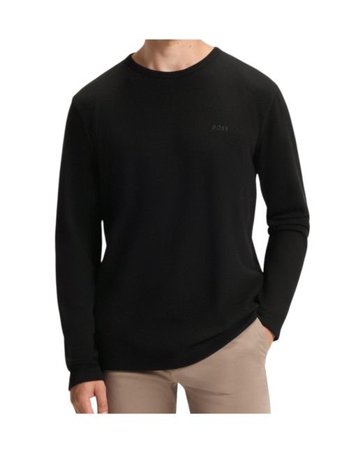 Boss Black Crew Neck Long-Sleeved T-Shirt for men