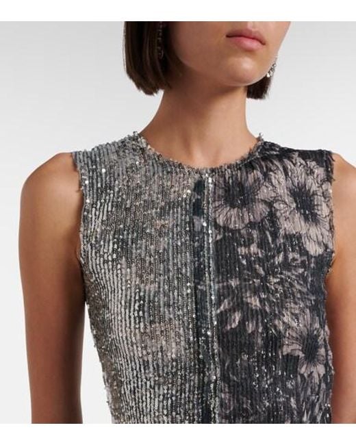 Maison Margiela Gray Sequined Patchwork Top