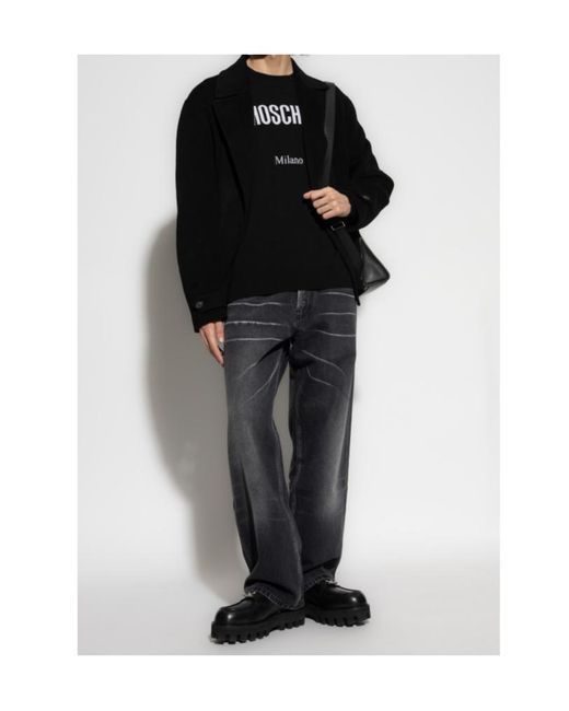 Moschino Black Long-Sleeved Coat for men