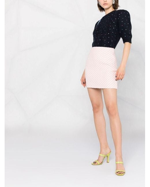 Alessandra Rich Blue Sequin-Embellished Knitted Top