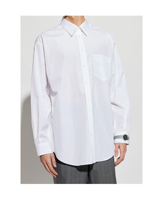 Moschino White Graphic Printed Long-Sleeved Shirt for men