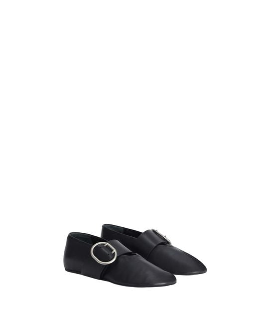 Jil Sander Black Cannolo Buckled Ballerinas
