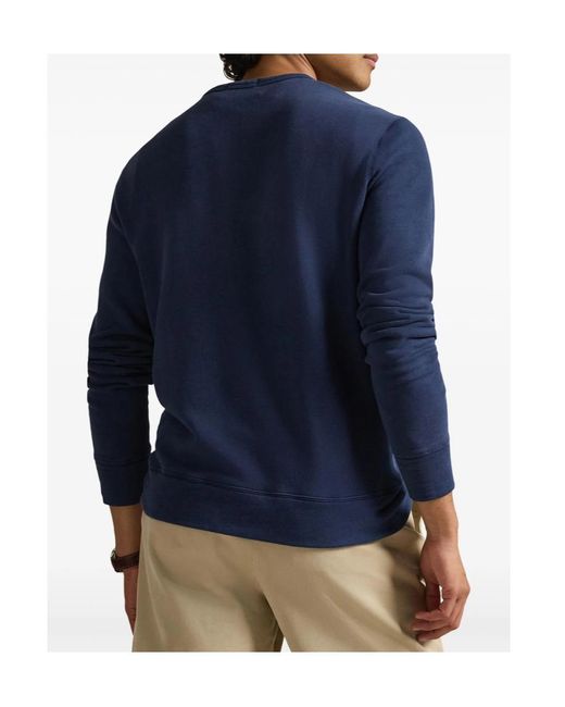 Polo Ralph Lauren Blue French Terry Embroidered Crewneck Sweatshirt for men