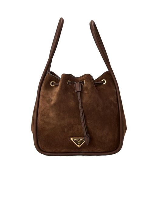 Prada Brown Suede Bucket Bag