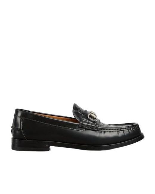 Gucci Black Gg Horsebit Slip-On Loafers for men