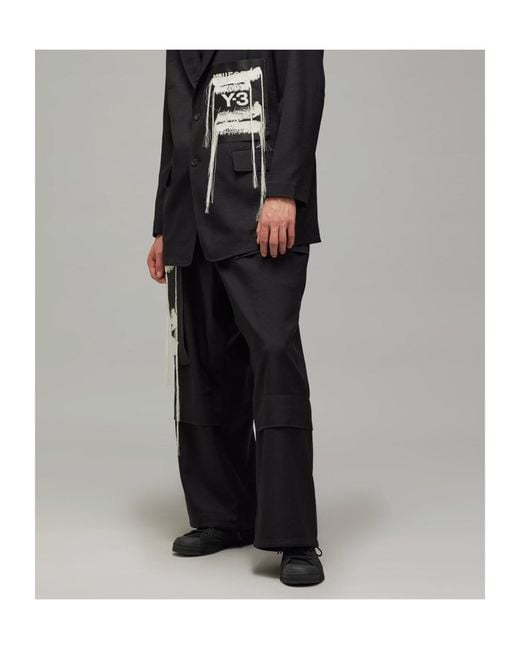 Y-3 Black Sport Uniform Belted Waist Trousers for men