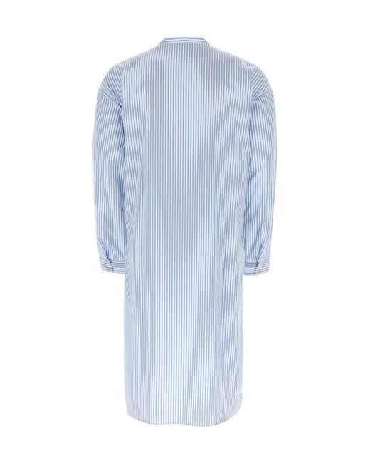 Prada Blue Printed Cotton Button-Down Shirt for men