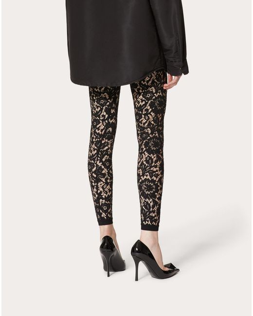 Valentino Black Stretch Lace Leggings