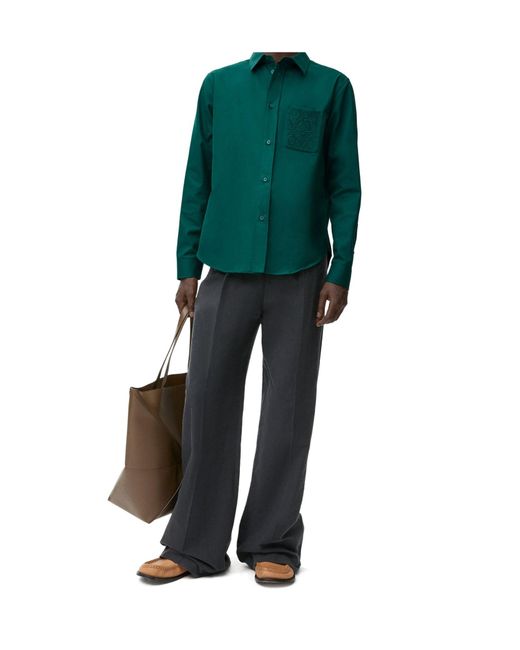 Loewe Green Anagram Embroidered Shirt for men