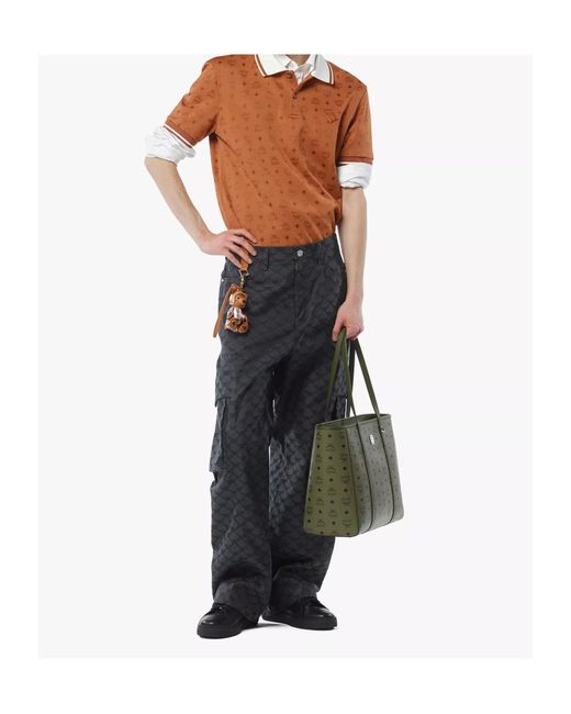 MCM Green Medium Toni Leather Shopper Bag for men