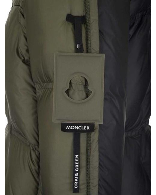 Moncler Green Two-Color Long-Sleeved Coat for men