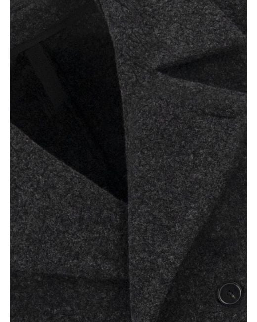 Harris Wharf London Black Double-Breasted Wool Peacoat for men