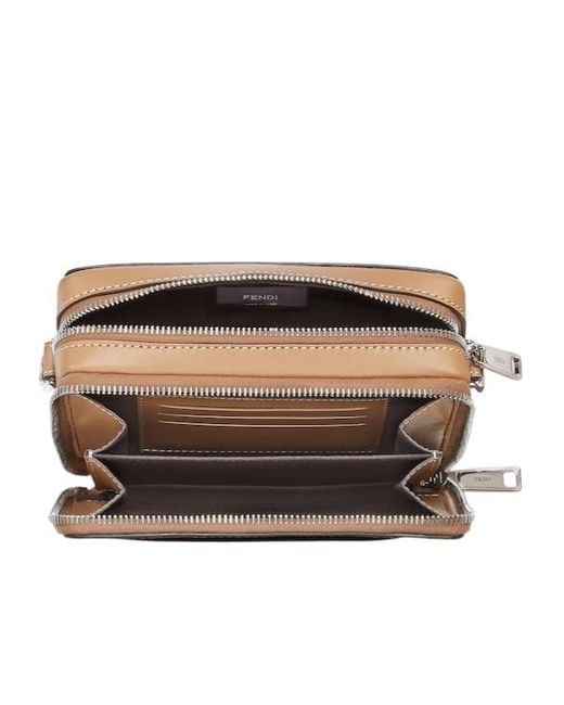 Fendi Brown Logo Plaque Zipped Camera Case for men
