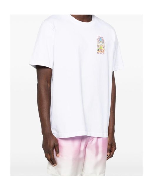 Casablanca White Tennis Landscape Print T-Shirt for men